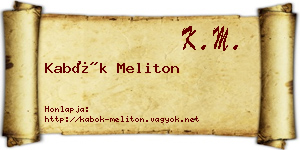 Kabók Meliton névjegykártya